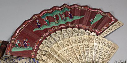 Éventail, décor de promenade, os repercé....