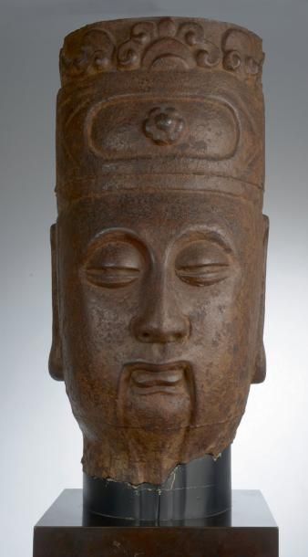 Importante tête d'une divinité taoïste en...