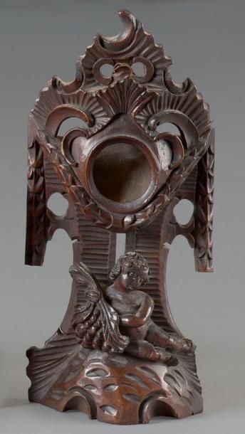 Porte montre en bois sculpté et patiné à...