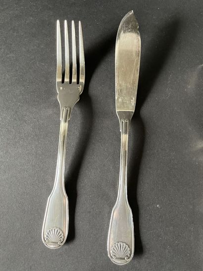 Christofle
Two silver-plated fish services,...