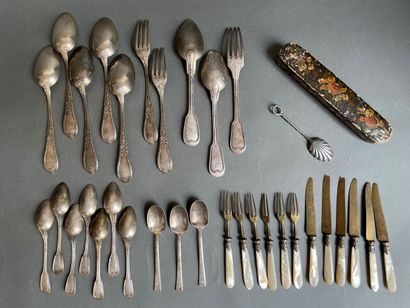Set of various silver-plated flatware including...