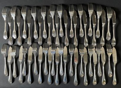 Christofle
Two silver-plated fish services,...