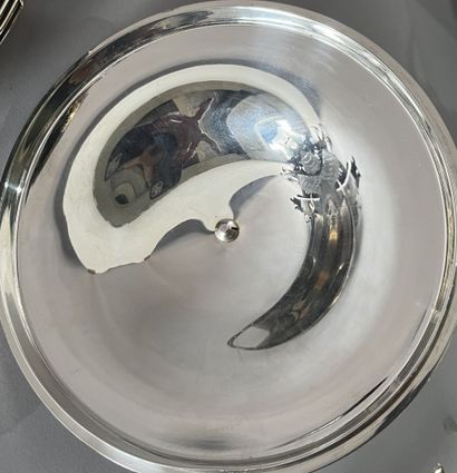 Covered vegetable dish and silver-plated...