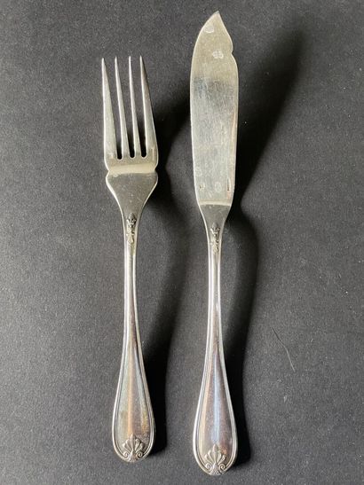 Christofle
Two silver-plated fish services,...
