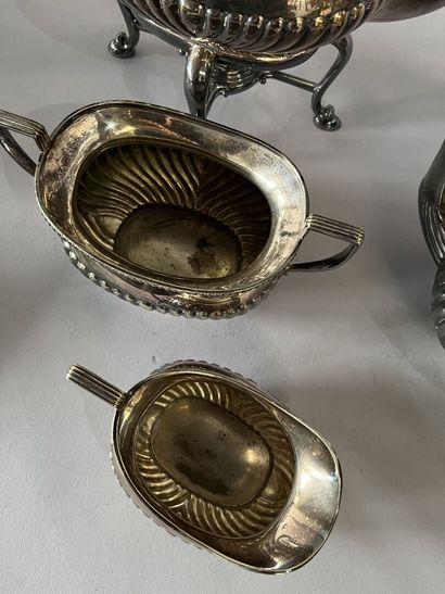 Silver-plated tea and coffee set with gadroon...