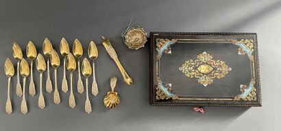 Chased vermeil tea service with flowers on...