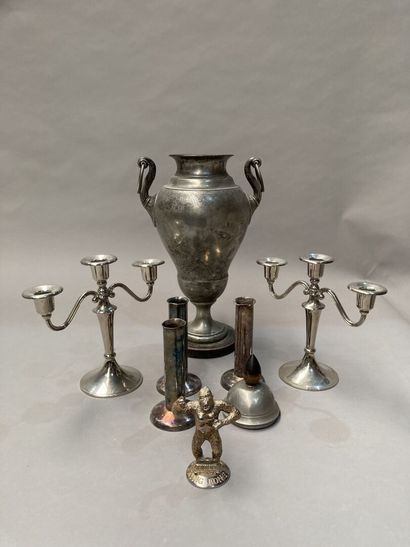 Large rectangular silver-plated bronze dish...