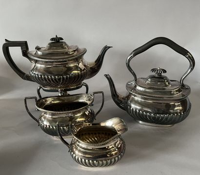 Silver-plated tea and coffee set with gadroon...