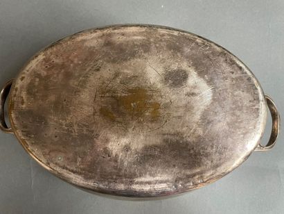 Two-handled silver-plated planter with scalloped...