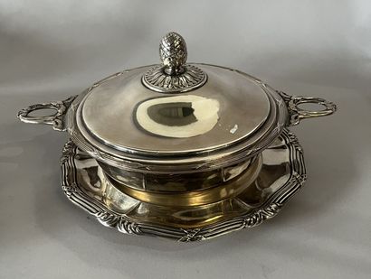 Covered vegetable dish and silver-plated...