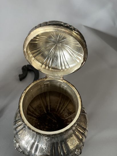 Silver tea and coffee set with four leafy...