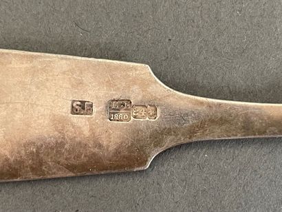 Ladle and set of silver flatware, engraved...