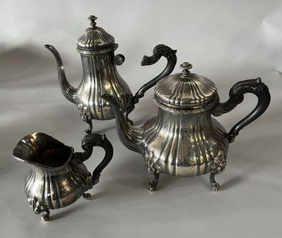 Silver tea and coffee set with four leafy...