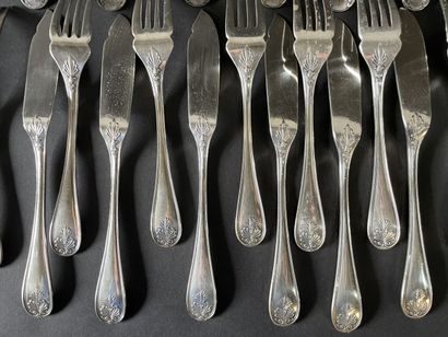 Christofle
Two silver-plated fish services,...