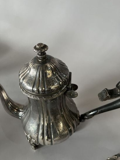 Silver tea and coffee set with four leafy...