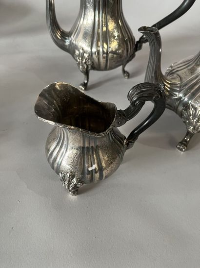 Silver tea and coffee set with four leafy...