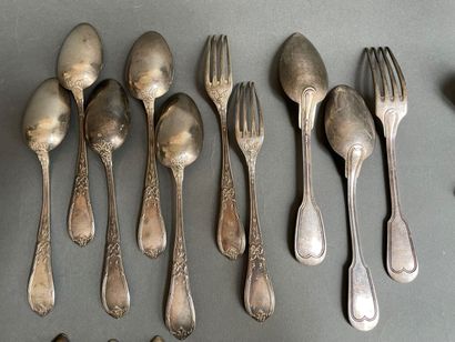 Set of various silver-plated flatware including...