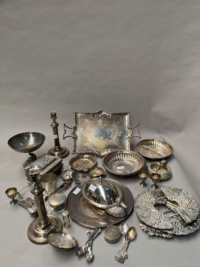 Large rectangular silver-plated bronze dish...