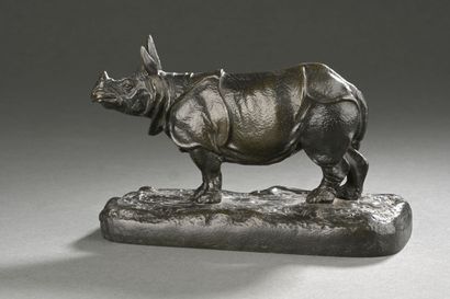 Alfred BARYE (1839 - 1882). 
Le Rhinocéros...