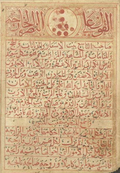 Two rare leaves from a Mamluk geomancy manuscript
Black...