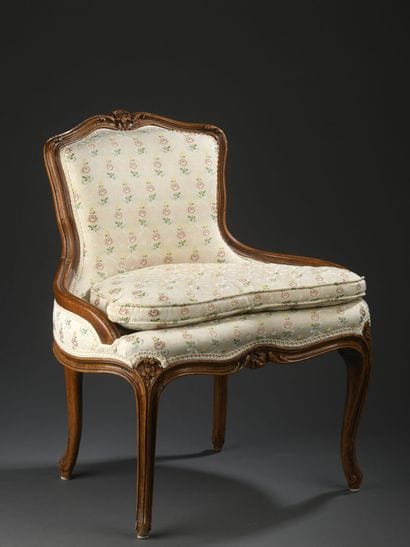 Chaise d'enfant en bois naturel mouluré et...