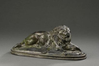 Antoine Louis BARYE (1795-1875). 
Lion tenant...