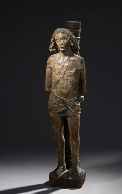 Statue petite-nature en tilleul peint 