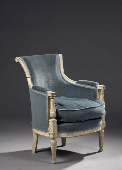 Bergère en hêtre mouluré, sculpté, laqué...
