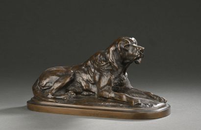 Emmanuel FREMIET (1824 - 1910). 
Braque couché
Épreuve...