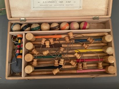 Lot de jeux anciens : croquet de salon, jeu...