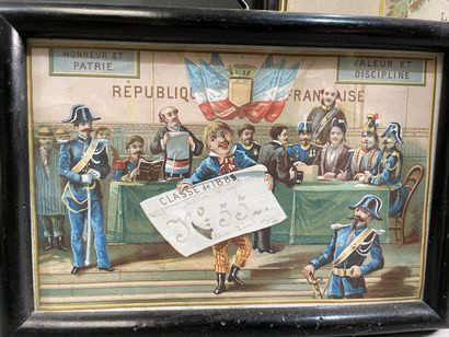 Lot de gravures et pièces encadrées dont...