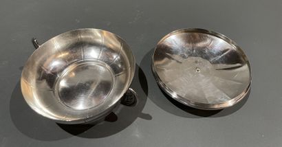 Pot couvert en métal argenté Art Déco, la...