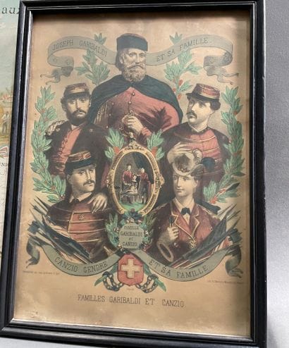 Lot de gravures et pièces encadrées dont...