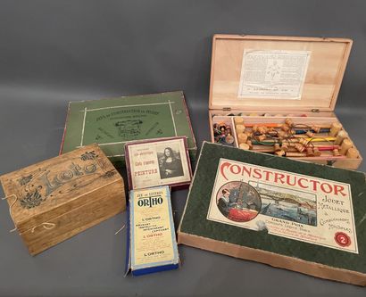Lot de jeux anciens : croquet de salon, jeu...