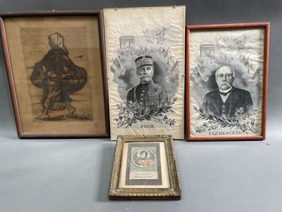 Lot de gravures et pièces encadrées dont...