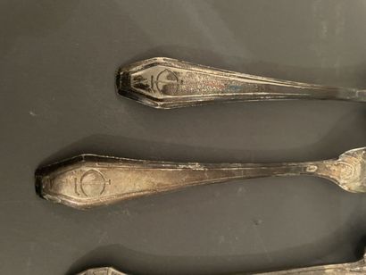 Deux couverts de naissance en argent, chiffrés...
