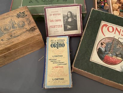 Lot de jeux anciens : croquet de salon, jeu...