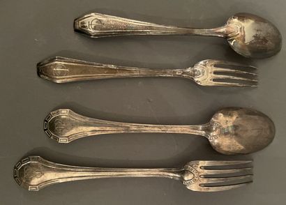 Deux couverts de naissance en argent, chiffrés...