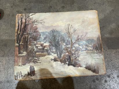 F. VOURRON 
Danish landscape in winter
Oil...