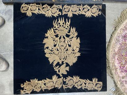 Four velvets embroidered with gold thread,...