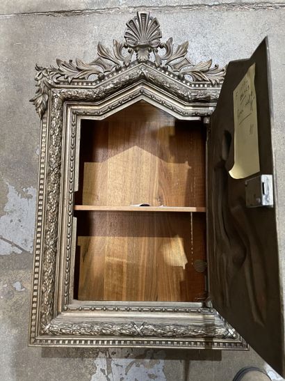 Salt chest with pewter-plated door decorated...