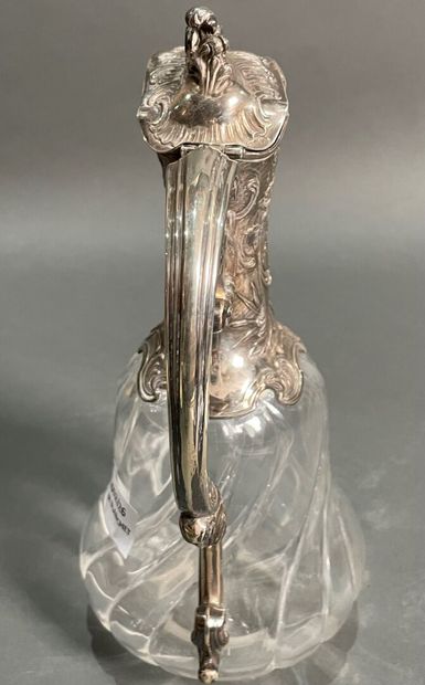 Crystal ewer with rich silver mounting, decorated...