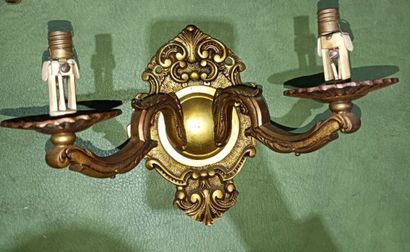 Set of four two-light green enameled earthenware...