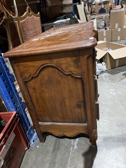 Stained wood chest of drawers, crossbow front,...