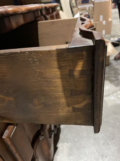 Stained wood chest of drawers, crossbow front,...