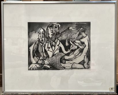 Lot of framed pieces: 

- Dan BARICHASSE,...