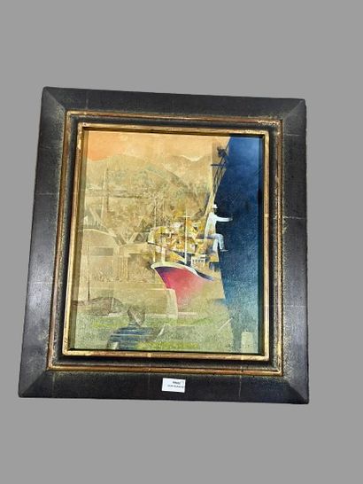 Contemporary school
Port view 
Oil on panel,...