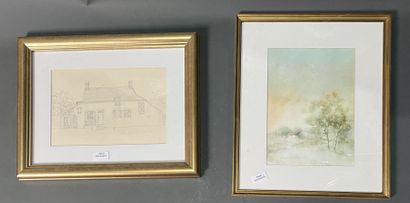 Lot of framed pieces, some signed. 
Smallest:...