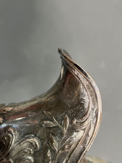 Crystal ewer with rich silver mounting, decorated...