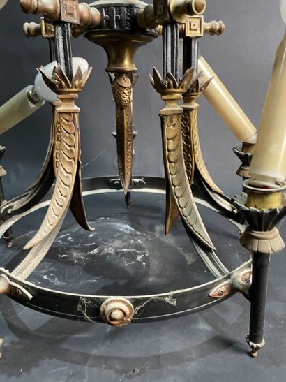 Black patina bronze cage chandelier with...